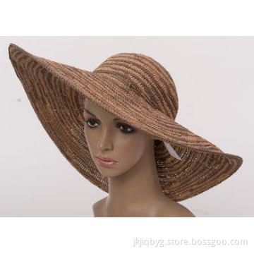 15cm Brim Taupe Raffia Sun Hats , 58cm Floppy Sun Hats For